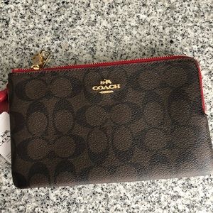 Coach signature Double zip Wristlet